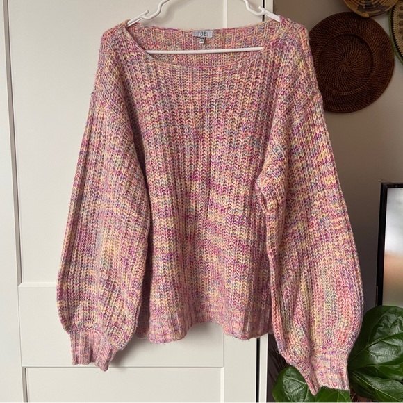 Tobi Wildest Dreams Rainbow Sweater In Pink - M - Picture 1 of 9